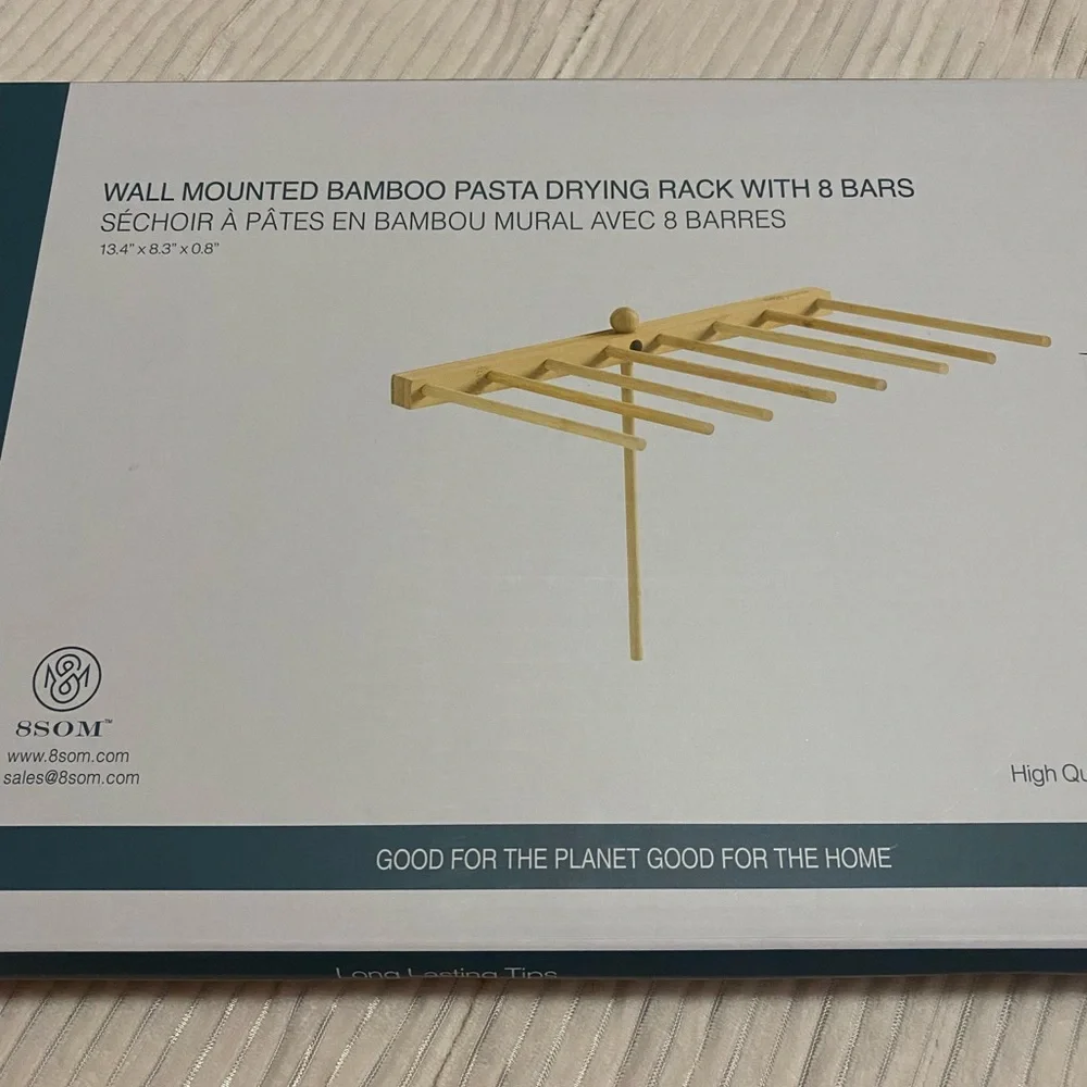 Wall mounted bamboo pasta drying rack